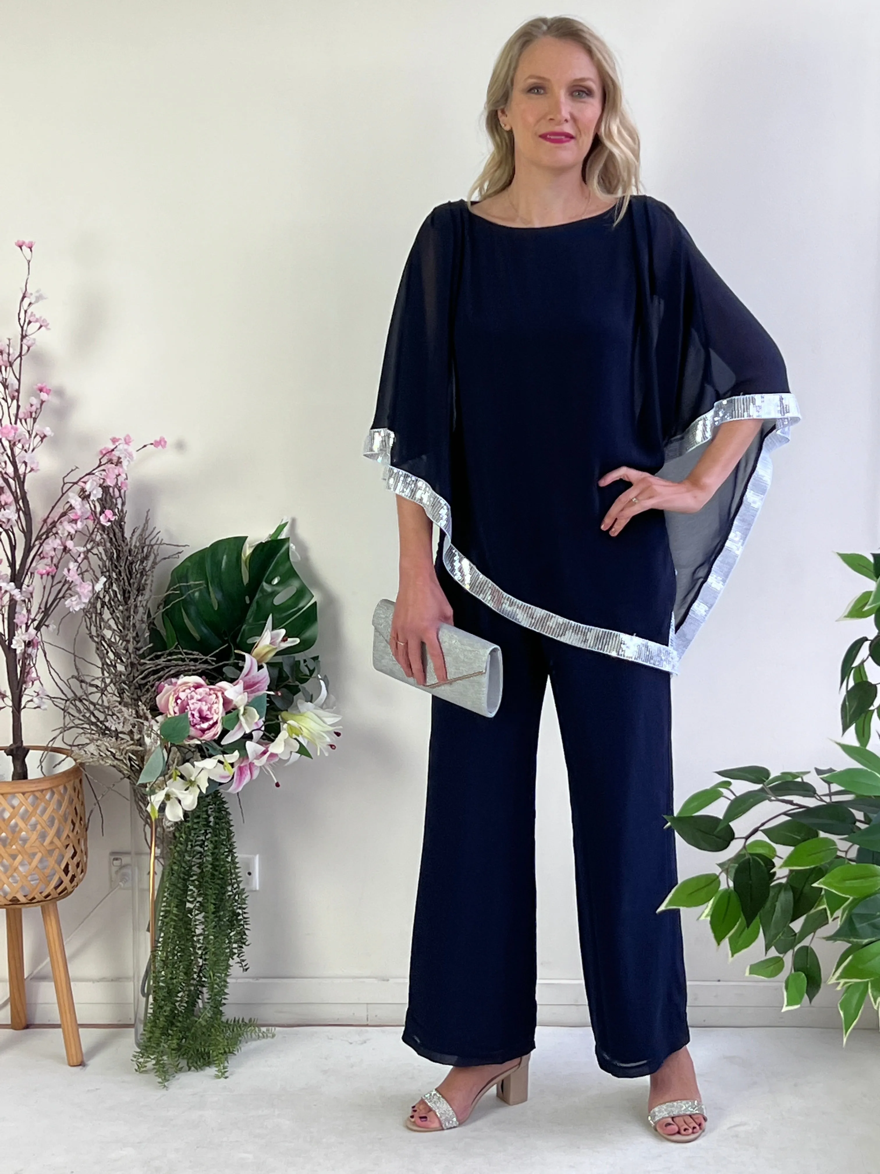 Zoe Navy Evening Top